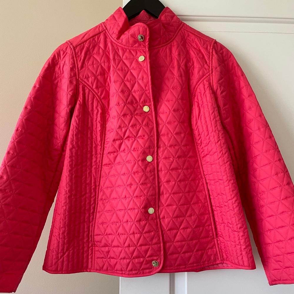 Hot Pink Quilted Jacket with Faux Fur Lining